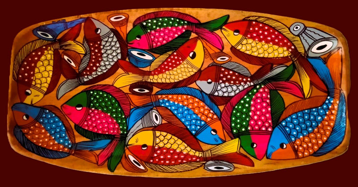 SP 005 Patachitra on seasoned wood - Image 1
