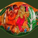 Patachitra on seasoned wood