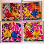 Patachitra on seasoned wood