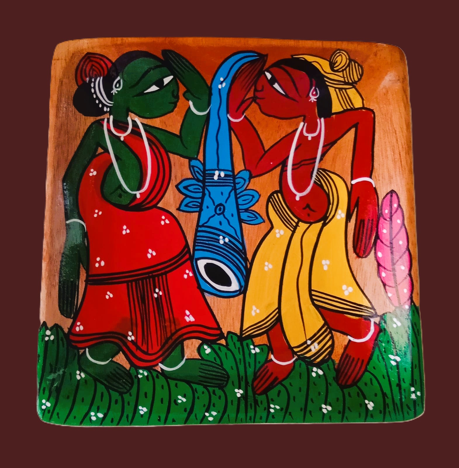 SP 045 Patachitra on seasoned wood - Image 1